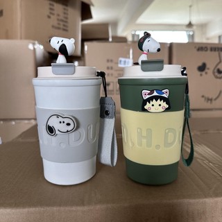  Bình giữ nhiệt Snoopy thép không gỉ 304 kính nóng lạnh kính thép không gỉ có nắp và ống hút size 450ml có thể giữ ấm trong 6-8 giờ. Họa tiết hoạt hình dễ thương 