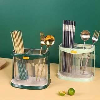 Tessahome đũa xả xô treo tường ngăn đôi lỗ miễn phí ống giỏ đựng dĩa thìa