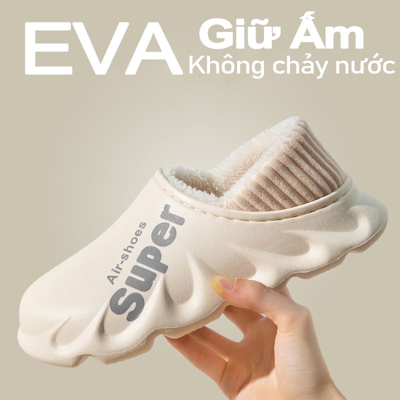 Dép người lớn lót lông đi ngoài trời dép đi trong nhà lót bông siêu ấm mùa đông