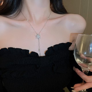 Vòng cổ Mặt Bông Tuyết Đính Đá zircon Phong Cách Tối Giản Sang Trọng Dành Cho Nữ