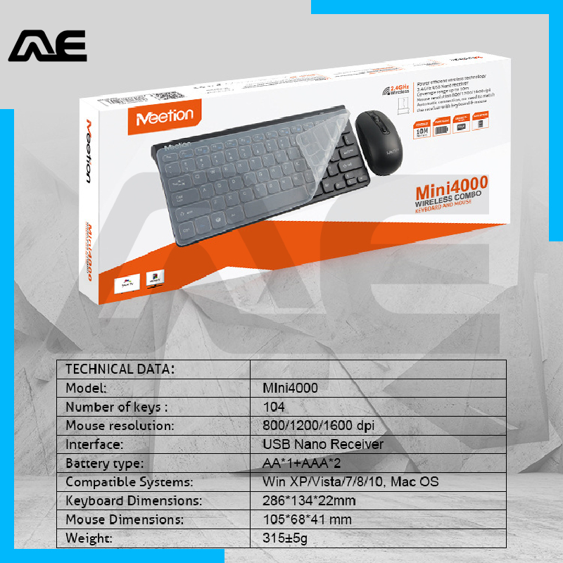 Bộ Bàn Phím Và Chuột Không Dây mini mi shen mini4000