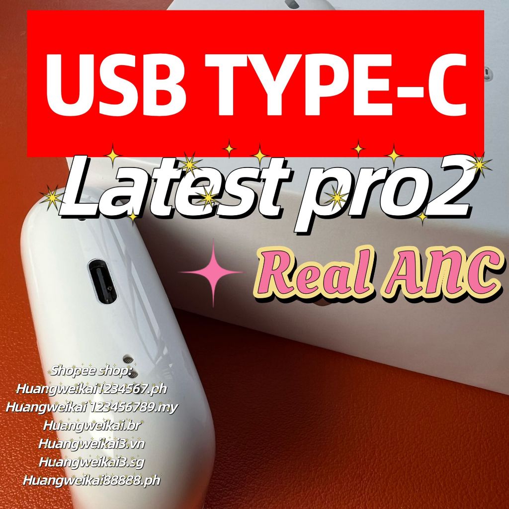 【 TYPE-c pro 2 ANC real Premium 】 Gen Pro 2 Đổi tên Tai nghe Bluetooth không dây GPSTWS Super Bass F