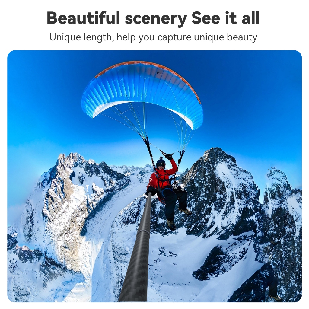 Telesin 0.9M 3M Sợi Carbon Selfie Stick Cho GoPro Hero 12 11 10 9 8 7 6 5 Đen DJI OSMO Camera Hành Động Monopod Phụ Kiện