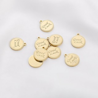 Mặt dây chuyền / móc khóa may mắn hình tròn mạ vàng 14k 10mm diy