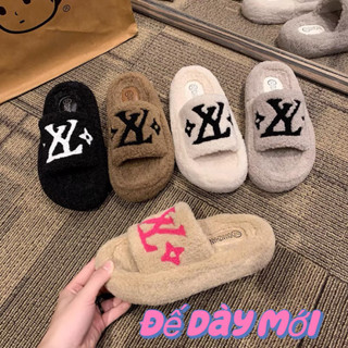  Dép Xỏ Ngón Đế Dày Phối Lông Thời Trang Mới Dành Cho Nữ 