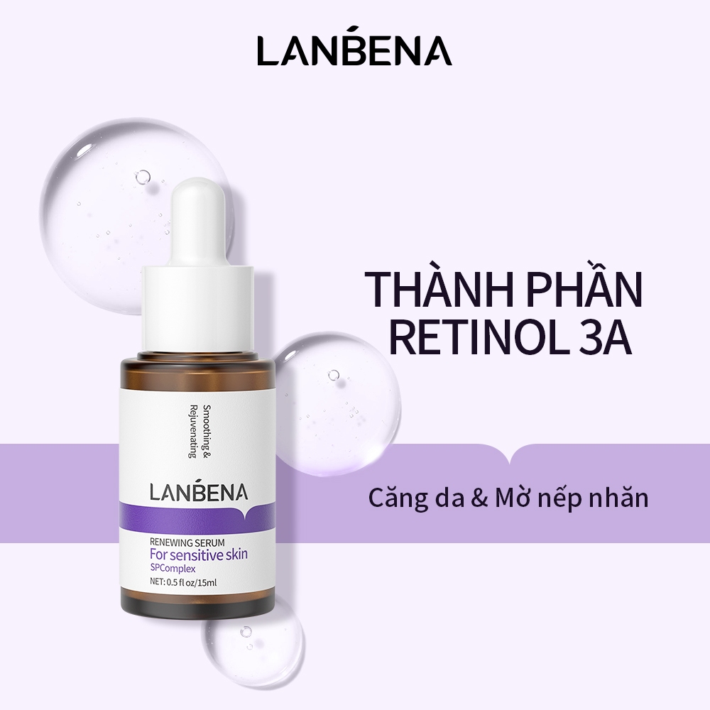 Serum Retinol Lanbena dưỡng ẩm làm mịn nếp nhăn hỗ trợ giảm mụn và làm săn chắc da 15ml