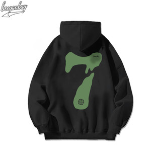 Áo khoác nỉ nam đen beeyanbuy hoodie cotton basic in hình số 7unisex 100% cotton-y0613