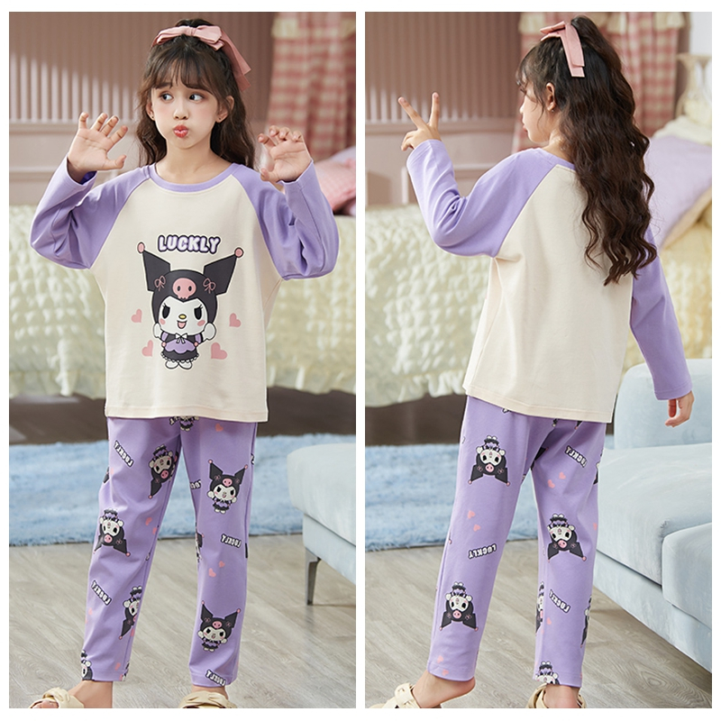 Bộ Đồ Ngủ Pijama Tay Dài In Hình kuromi Dễ Thương Cho Bé Gái