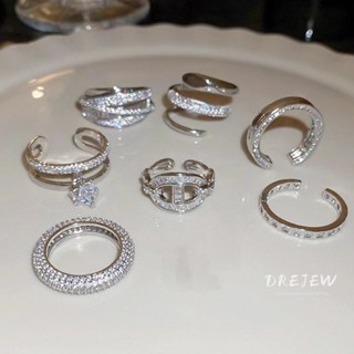 DREJEW Nhẫn Hàn Quốc thiết kế cá tính zircon mũi lợn hình con rắn tình yêu hai lớp mở nhẫn kim loại lạnh phong nhẫn bạc