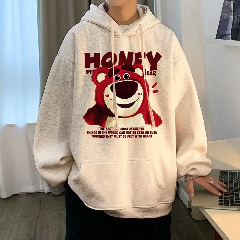 Áo hoodie In Họa Tiết Hoạt Hình Phong Cách hip hop Đường Phố Hàn Quốc Thời Trang Mùa Đông Dành Cho Nam m-8xl