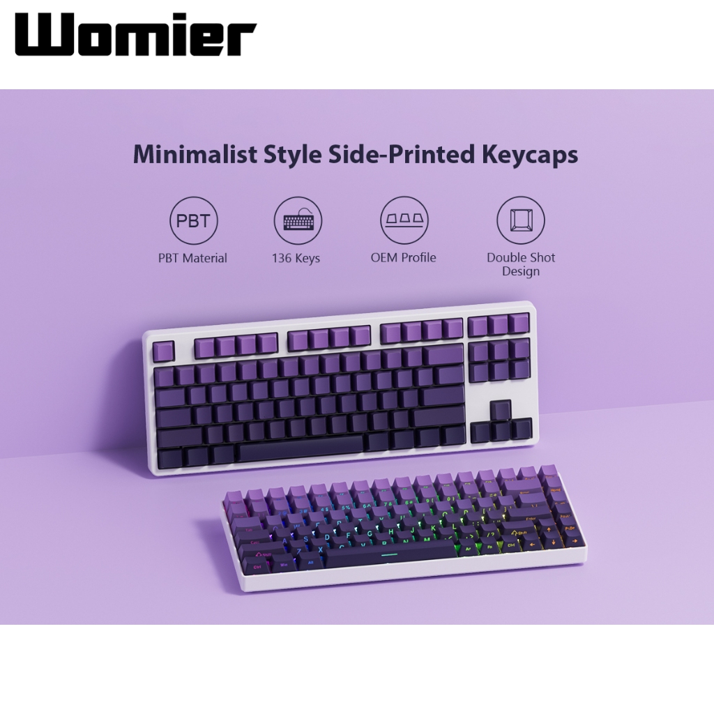 Womier 135 Phím Keycaps in bên hông, PBT Double Shot Shine Through Keycaps cho Gateron MX Switches Bàn phím cơ, OEM Profile Gradient Keycap | BigBuy360 - bigbuy360.vn