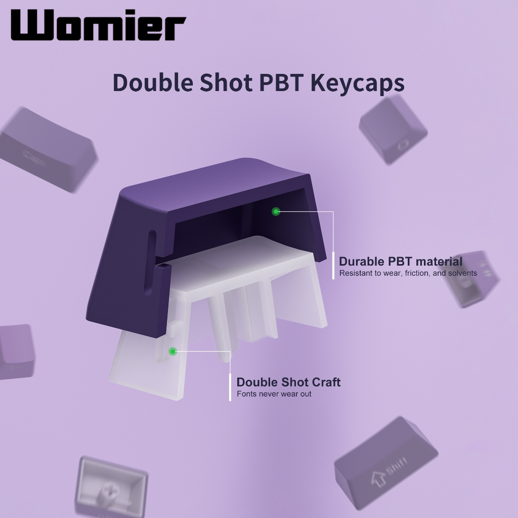 Womier 135 Phím Keycaps in bên hông, PBT Double Shot Shine Through Keycaps cho Gateron MX Switches Bàn phím cơ, OEM Profile Gradient Keycap | BigBuy360 - bigbuy360.vn