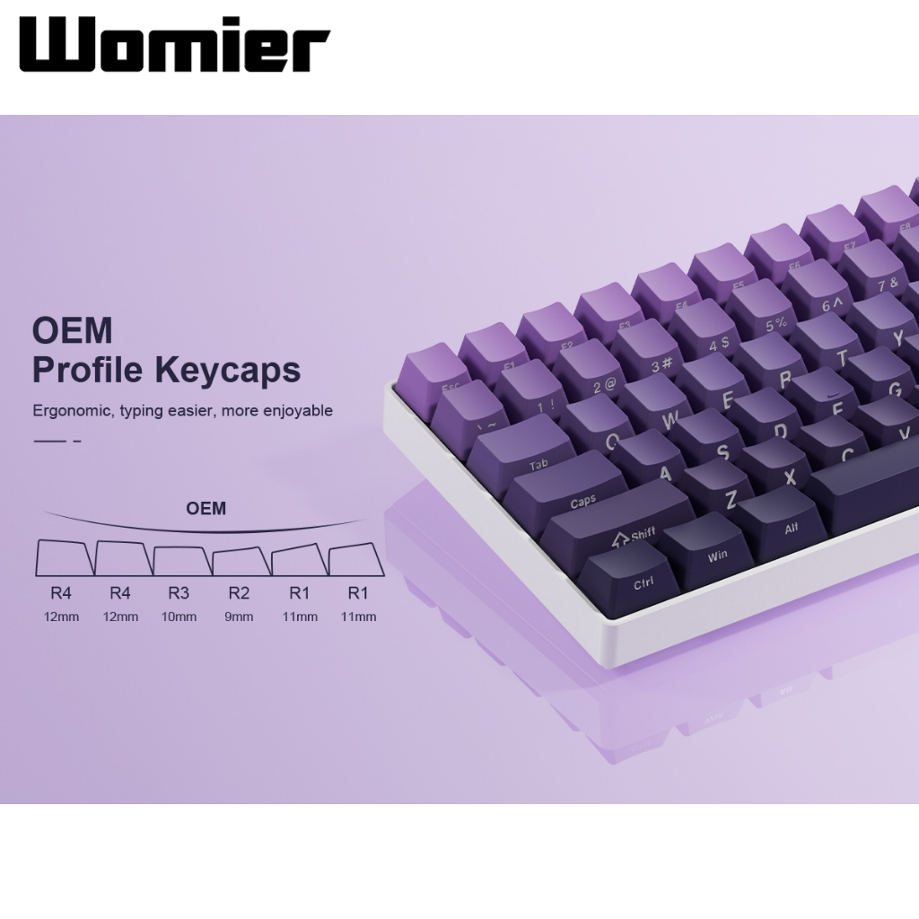 Womier 135 Phím Keycaps in bên hông, PBT Double Shot Shine Through Keycaps cho Gateron MX Switches Bàn phím cơ, OEM Profile Gradient Keycap | BigBuy360 - bigbuy360.vn