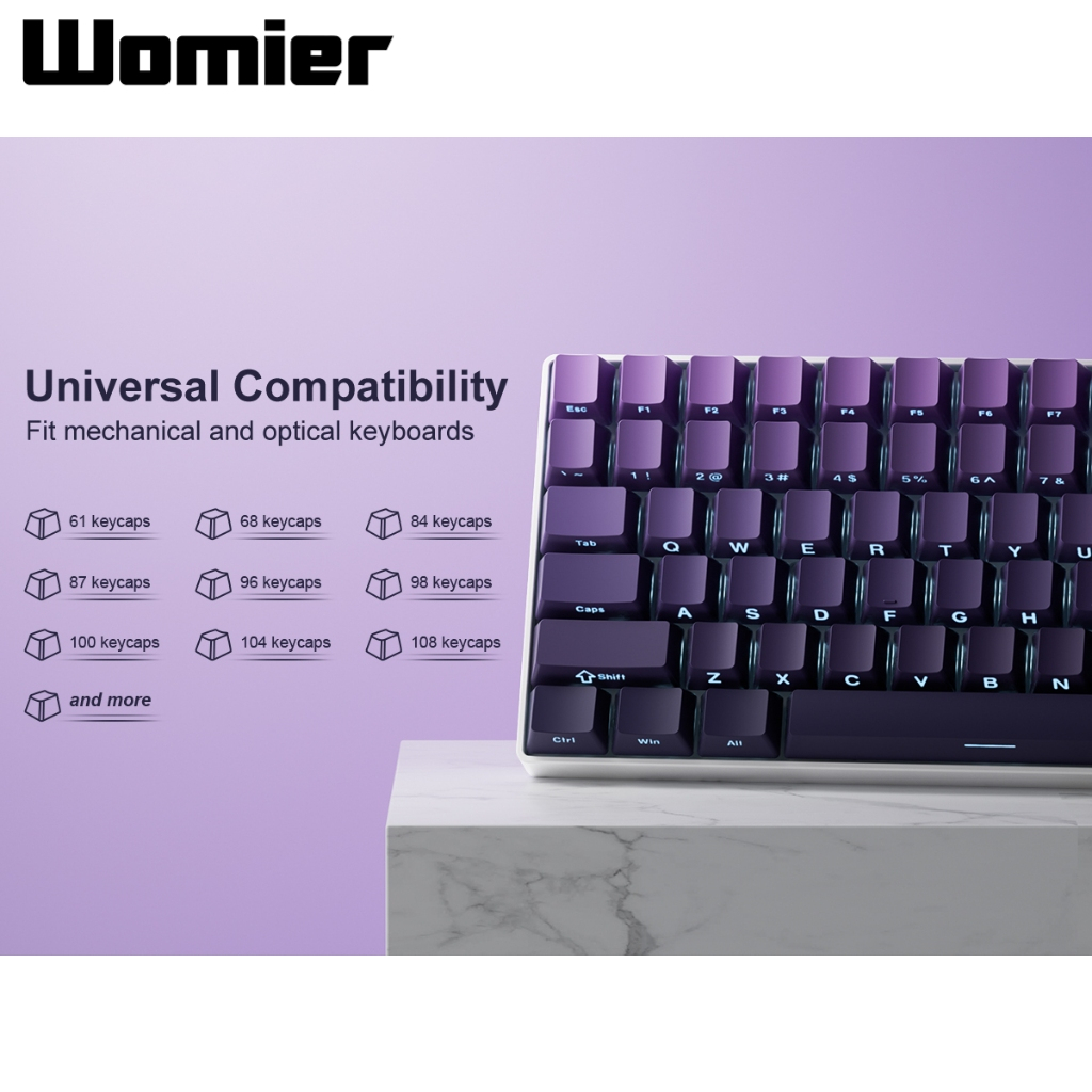 Womier 135 Phím Keycaps in bên hông, PBT Double Shot Shine Through Keycaps cho Gateron MX Switches Bàn phím cơ, OEM Profile Gradient Keycap | BigBuy360 - bigbuy360.vn
