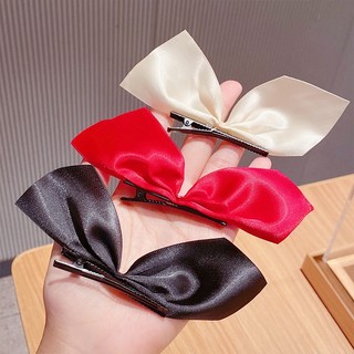 1 Cặp Kẹp Tóc Nơ Vải Lụa Thời Trang Hàn Quốc Cho Nữ