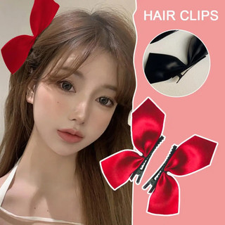 1 Cặp Kẹp Tóc Nơ Vải Lụa Thời Trang Hàn Quốc Cho Nữ