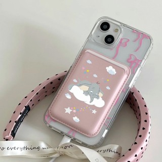 Ốp Điện Thoại Họa Tiết Chú Voi Và Đám Mây Có Ngăn Đựng Thẻ Cho iphone15pro 15promax 14 14promax 14
