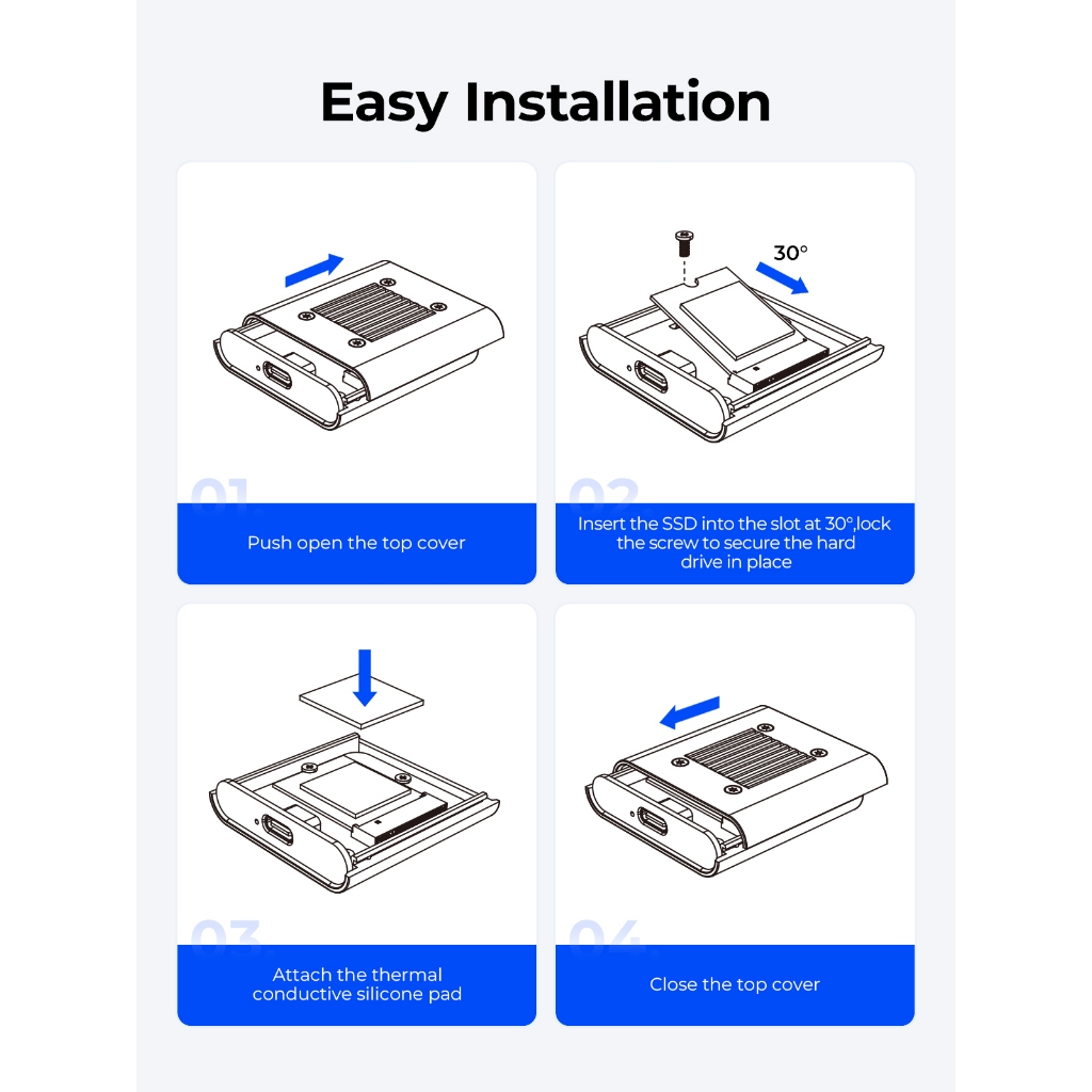 Orico Hộp Chuyển Đổi 2230 m.2 nvme ssd mini 2230 nvme 10gbps m.2 Sang usb type c Cho pcie Sd 2230 (tc20-ms)