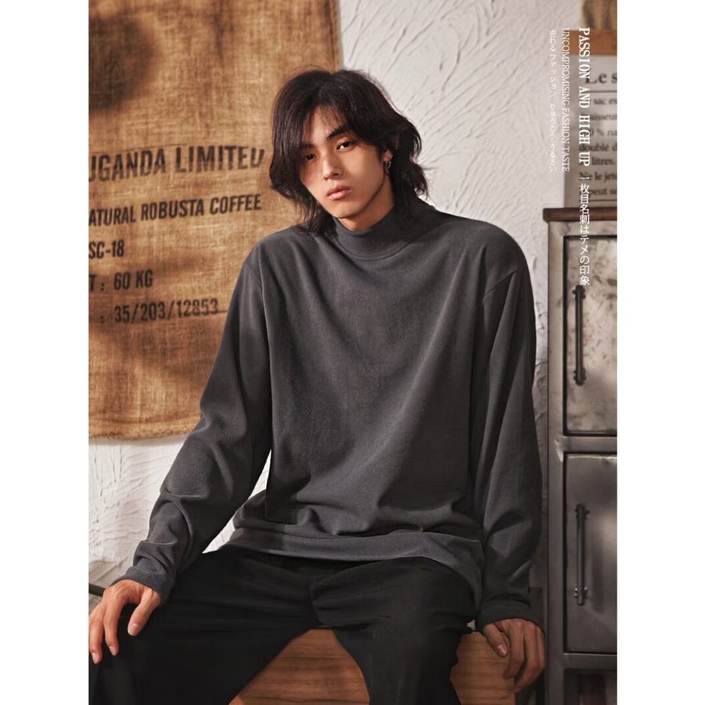 Áo Sơ Mi Nhung Hai Mặt Cổ Cao Màu Trơn Thời Trang Thu Đông Cho Nam Giới