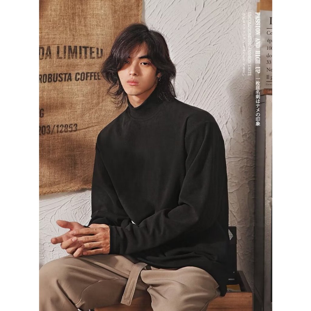 Áo Sơ Mi Nhung Hai Mặt Cổ Cao Màu Trơn Thời Trang Thu Đông Cho Nam Giới