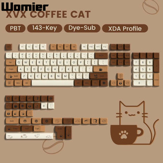 Womier 143 Phím PBT Keycaps Cà Phê Mèo Chủ Đề 5 Mặt DYE-SUB XDA Profile Keycap Tùy Chỉnh Cho Cherry MX Switch Gamer Bàn Phím Cơ