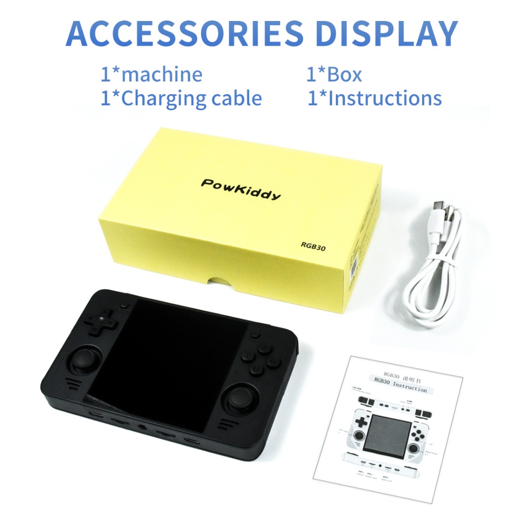 Powkiddy Máy Chơi game Cầm Tay rgb30 Màn Hình 720 * 720 4 inch ips wifi rk3566 Phong Cách retro