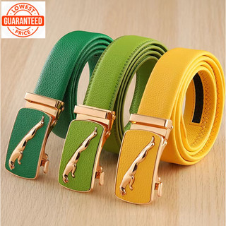 Thắt Lưng Da Bò Màu Xanh Lá / Vàng / Đỏ / Xanh Dương / Trắng / Cam Có Khóa Tự Động Cho Nam Và Nữ