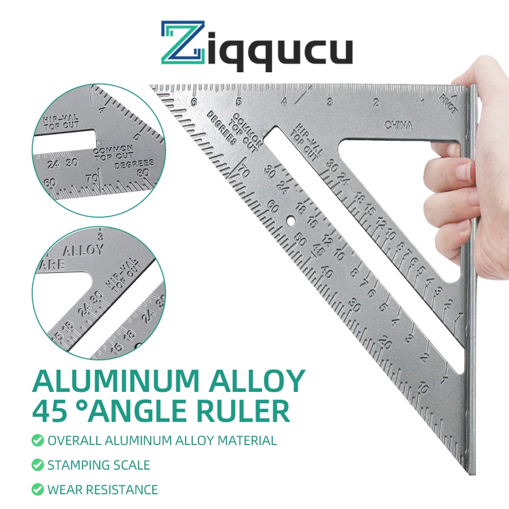 ZIQQUCU Thước Đo Góc Tam Giác 7 Inch Bằng Hợp Kim Nhôm Chuyên Dụng Cho Thợ Kỹ Sư