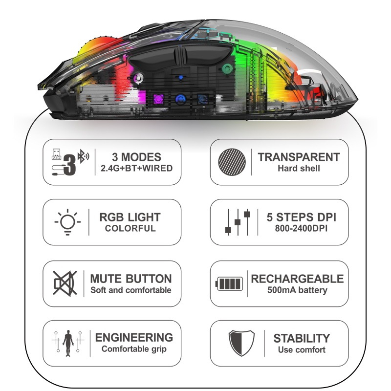 Chuột Máy Tính xyh10 / xyh20 rgb 7Kypi 2400 bluetooth / 2.4ghz Có Dây usb Cho laptop pc mac