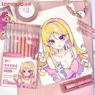 Languo 117 màu Bút gel Thanh toán chung Morandi tím muối biển xanh Dung tích lớn Morandi màu HỒNG Đề án vẽ tranh