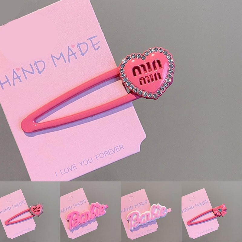 1 Kẹp Tóc Hình Trái Tim Và Chữ Cái Màu Hồng Dễ Thương y2k