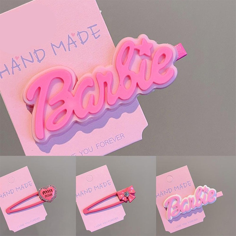 1 Kẹp Tóc Hình Trái Tim Và Chữ Cái Màu Hồng Dễ Thương y2k