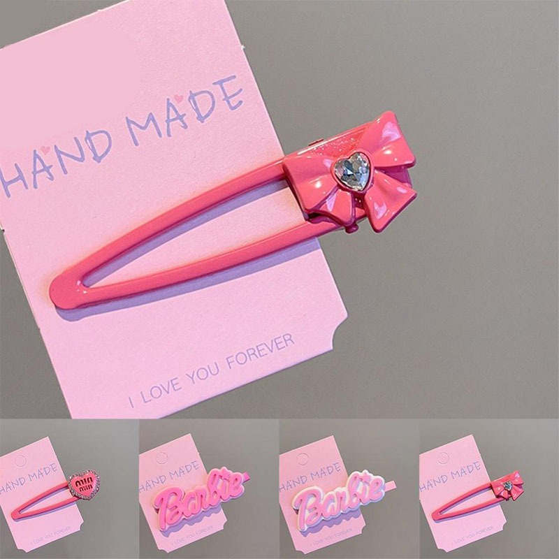 1 Kẹp Tóc Hình Trái Tim Và Chữ Cái Màu Hồng Dễ Thương y2k