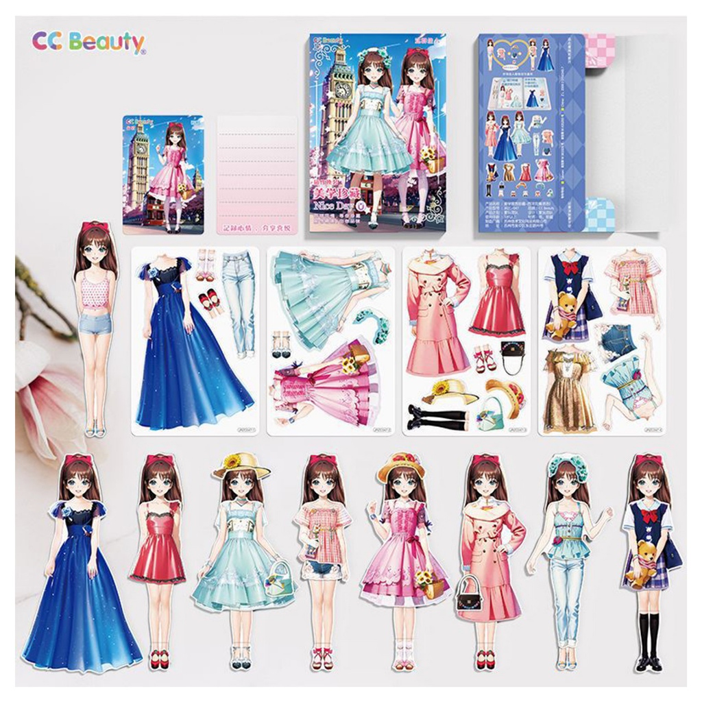 Miếng Dán Nam Châm Thay Đổi Trang Phục Búp Bê Hoạt Hình Công Chúa inventario Dễ Thương Cho Bé Gái