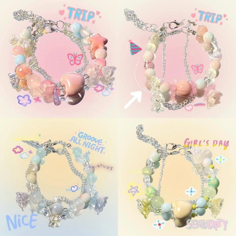 Miu🔮Vòng Tay Xỏ Hạt Pha Lê Tình Bạn Dễ Thương Cho Nữ