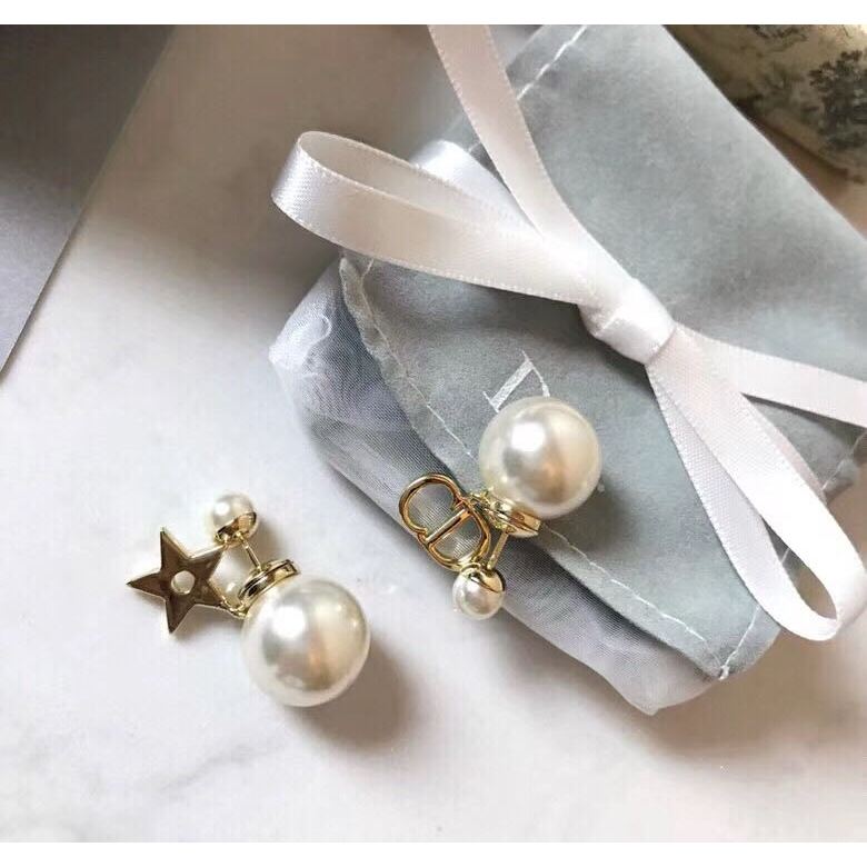 Dior Bông Tai Chữ cd Ngôi Sao Năm Cánh Đính Ngọc Trai Thời Trang
