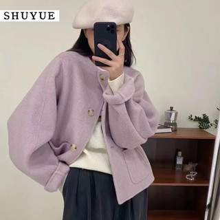 Áo khoác dạ SHUYUE phong cách thoải mái ấm áp WJK23C01NH 50Z231214