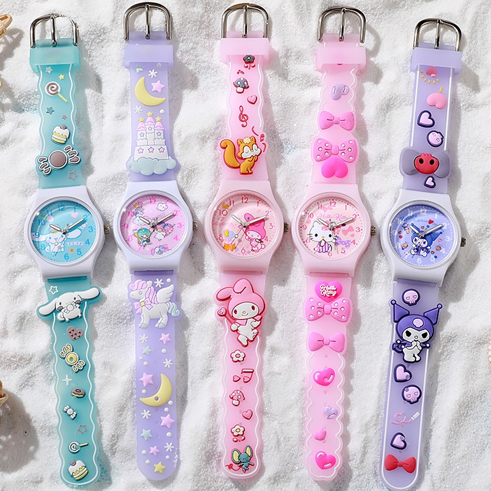 Mới Đồng Hồ Đeo Tay sanrio melody cinnamoroll 3d Dây Silicon Chống Thấm Nước Dành Cho Trẻ Em