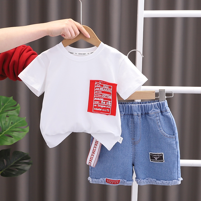 Set Đồ Mùa Hè 2 Món Gồm Áo Thun Cotton Tay Cộc Kẻ Sọc + Quần Dài Cho Bé Sơ Sinh