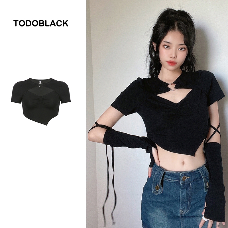 TODOBLACK Áo Thun crop top Tay Ngắn Dáng Ôm Thời Trang Mới Quyến Rũ Cho Nữ