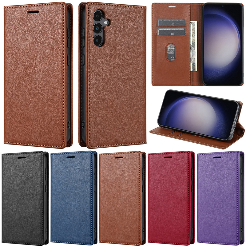 Ốp Lưng Sang Trọng Cho Samsung Galaxy S24 FE A55 A15 A05S A54 5G A34 5G A14 5G A25 5G A24 4G A14 4G A73 5G Retro Ví Da PU Mềm Khóa Từ Tính Da Lật Đứng Bao Da