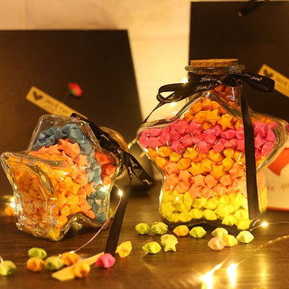 Lọ Điều Ước Ngôi Sao Dạng Giấy Xếp origami Nhiều Màu Sắc Làm Quà Sinh Nhật Cho Người Yêu