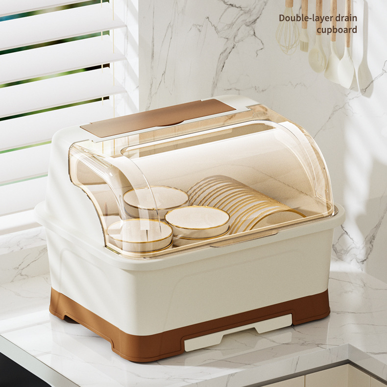 Yuelman Giá Nhựa 40cm Úp Chén Đĩa Ráo Nước Có Nắp Đậy Tiện Dụng