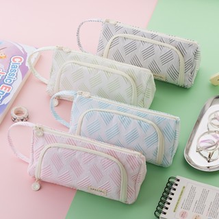 Penlab Angoo Đơn Giản Sọc Bút Chì Túi Đựng Bút Trước Mở Bên Tay Cầm Lưu Trữ Túi Sắp Xếp Giải Phóng Mặt Bằng C7550