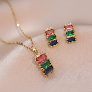 Vòng cổ zircon cầu vồng độc đáo và cá tính độc đáo cổ điển cho nữ