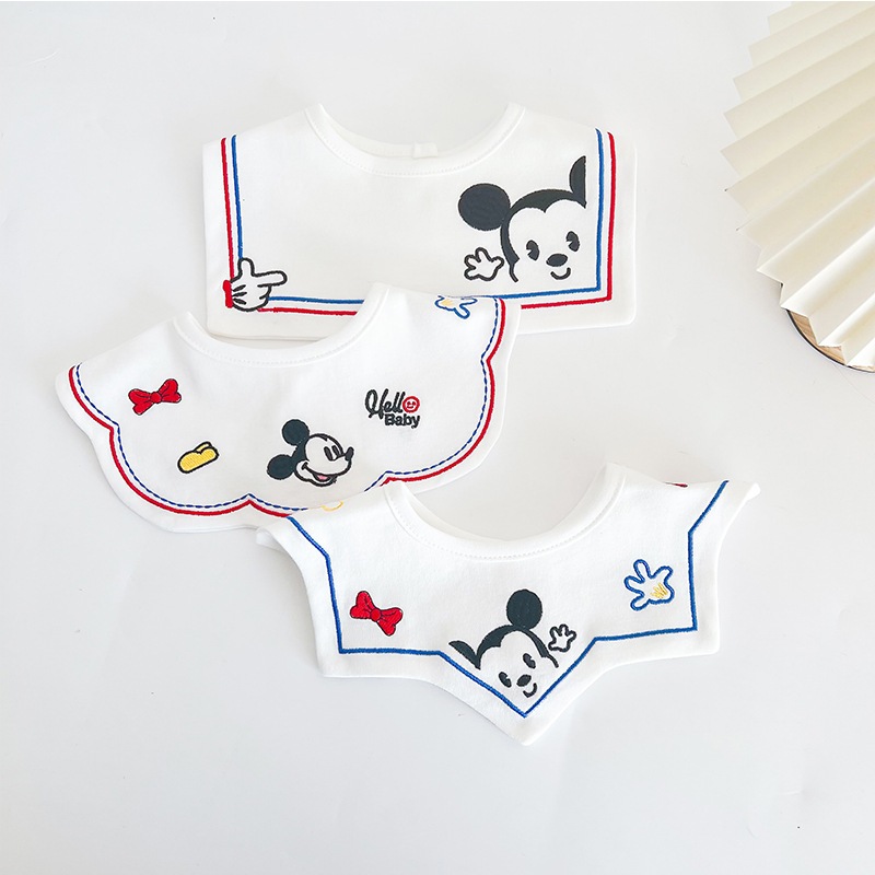Set 3 Yếm Ăn Cotton Có Thể Xoay 360 Độ Họa Tiết Hoạt Hình Đáng Yêu 2082 Dành Cho Bé