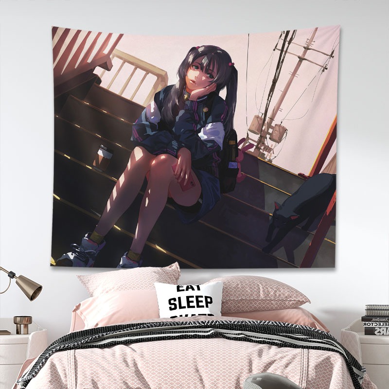 Tranh Vải Treo Tường Trang Trí Hình Cô Gái anime