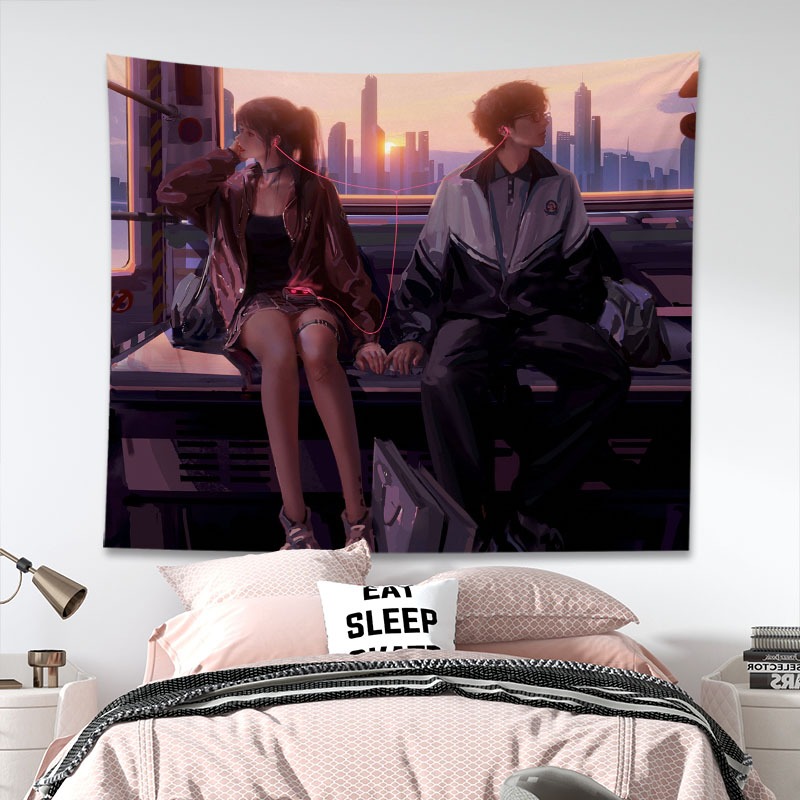 Tranh Vải Treo Tường Trang Trí Hình Cô Gái anime