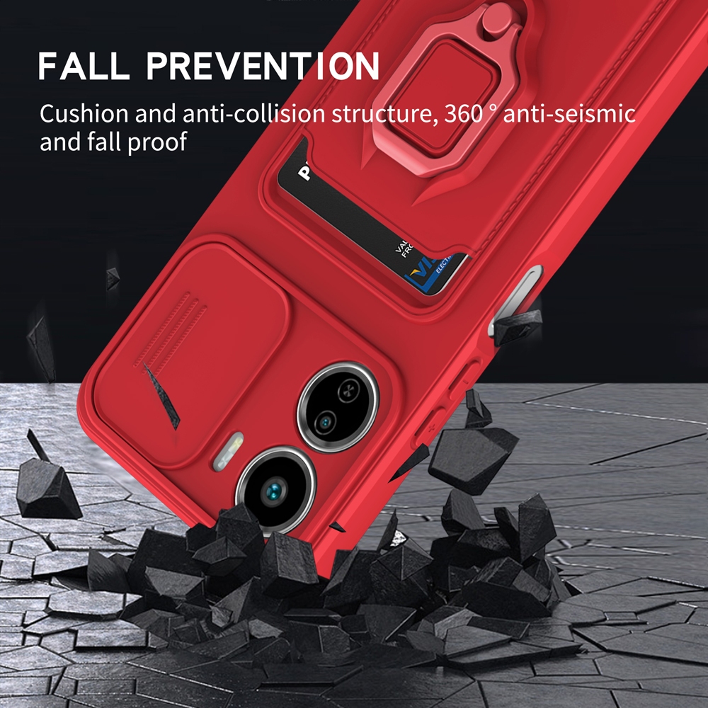 Vivo Y36 Y35 Y16 Y22S Y20S Y11S Y12S Y02S Tay áo bảo vệ mềm đa chức năng với khung và khe cắm thẻ