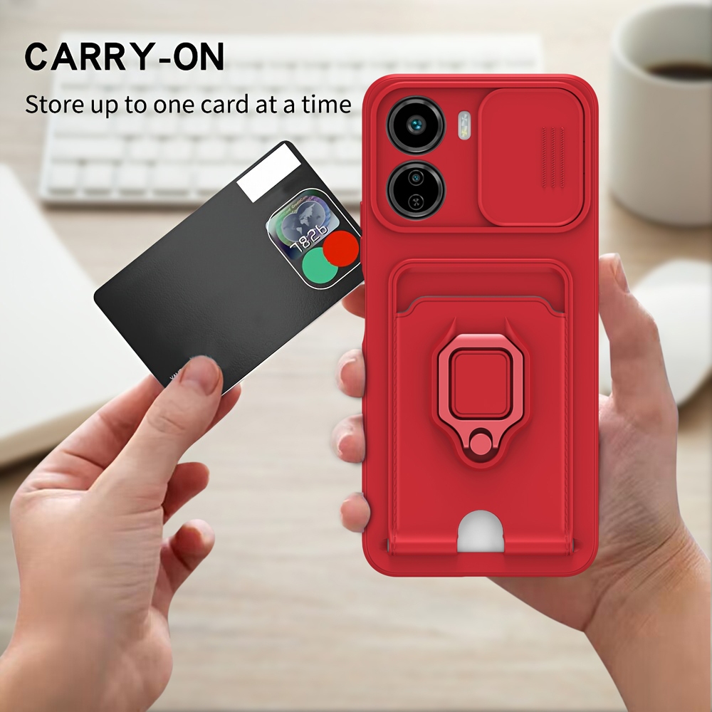 Vivo Y36 Y35 Y16 Y22S Y20S Y11S Y12S Y02S Tay áo bảo vệ mềm đa chức năng với khung và khe cắm thẻ